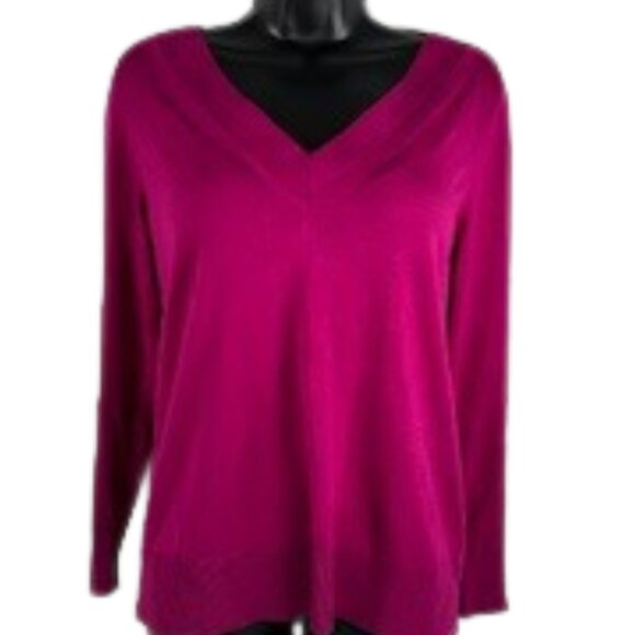 Banana Republic Silk Cashmere Sweater, Deep Pink, Luxury, Barbie, M US - Picture 1 of 6